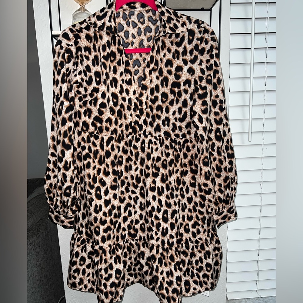 Cupshe Leopard Print Long Sleeve Dress in an XS.